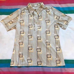 Men’s 70s Polka Dot Novelty Collared Shirt